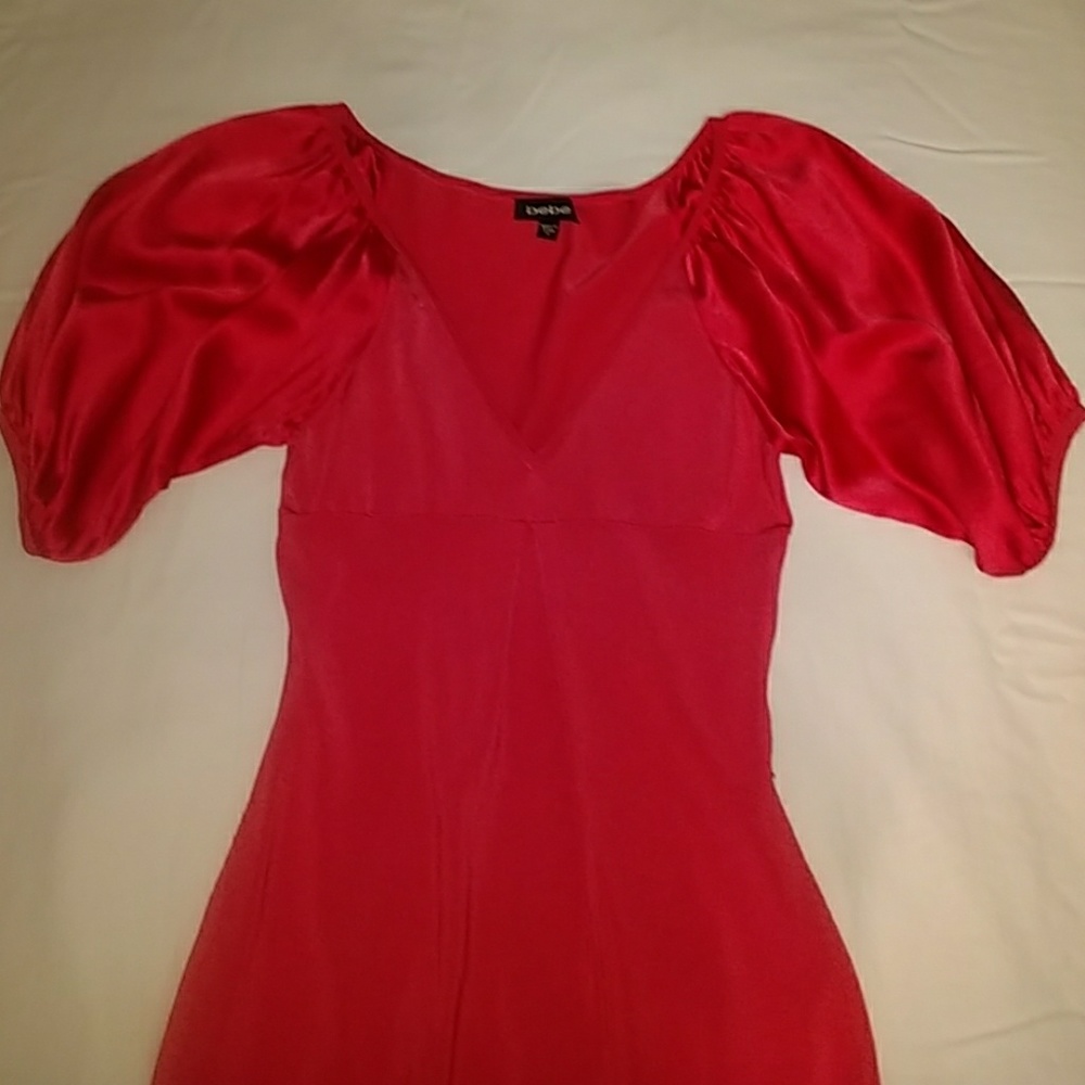 Pink Fitted BeBe Mini Dress - Picture 3 of 6